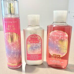 3-Piece Bath & Body Works Pink Tie Dye Set Rare Discontinued Scent